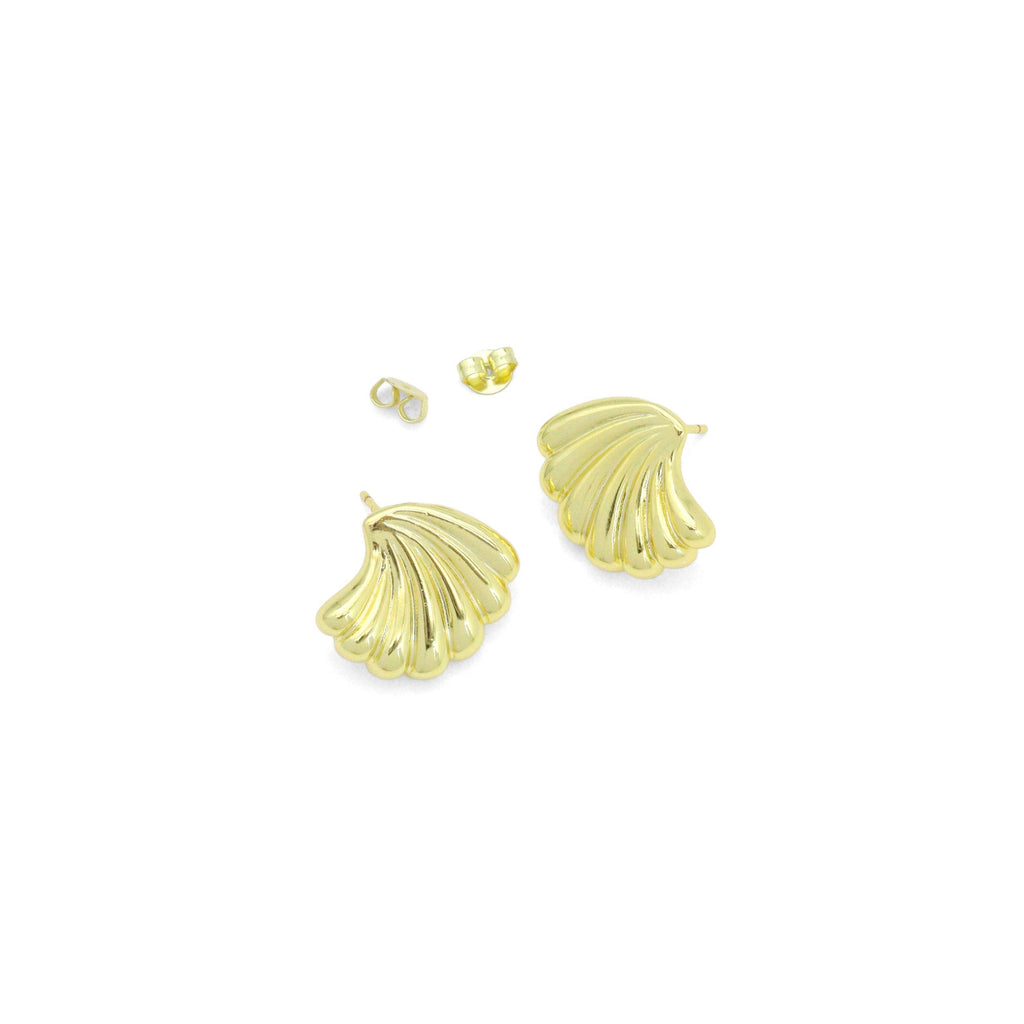 Gold Silver Shell Shape Stud Earrings, Sku#A470