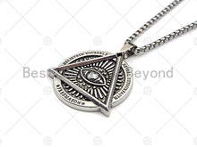 Load image into Gallery viewer, Protection Eye Skull Engraved Pendant Necklae, Stainless Steel Silver Chain Necklace -Men's Jewelry - Pendant Necklace, sku#L341