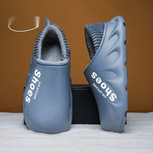 Load image into Gallery viewer, Men's Fleece-Lined Waterproof EVA Slippers - Non-Slip Indoor House Shoes with Faux Fur Lining