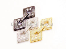 Load image into Gallery viewer, CZ Micro Pave Double Diamond Fold Over Multi-Stand Clasp, Cubic Zirconia Buckle Clasps,17x42mm,1pc, sku#H13