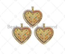 Load image into Gallery viewer, Gold Filled Colorful CZ Micro Pave Heart Shape Pendant, 18K Gold Filled Heart Charm, Necklace Bracelet Charm Pendant,30x28mm,Sku#LK320