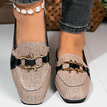 Load image into Gallery viewer, Square Toe Metal Buckle Slip-On Flat Shoes