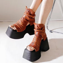 Load image into Gallery viewer, Women's Retro Platform Round Toe High Top Sandals - Korean Style Open Toe Summer Shoes