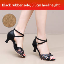 Load image into Gallery viewer, Women's Faux Suede Latin Dance Shoes – Ballroom Heels with Soft Rubber Sole