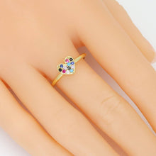 Load image into Gallery viewer, Clear Colorful CZ Heart Adjustable Ring, Sku#A384