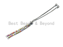 Load image into Gallery viewer, Sliding adjustable Rainbow CZ Bracelet, connector link findings,Sku#A97