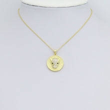 Load image into Gallery viewer, Clear CZ Gold Leopard Head Round Coin Charm Pendant,Sku#LX863