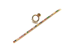 Load image into Gallery viewer, Gold Clear Silver Rainbow Long Strip Dangle Earrings, J223