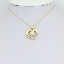 Load image into Gallery viewer, Big Diamond CZ Gold Heart Charm Pendant, Sku#LK1157