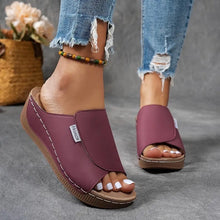 Load image into Gallery viewer, Women's Plus Size Chunky Sole Open Toe Slippers – Casual PU Slides
