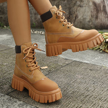 Load image into Gallery viewer, Women's Chunky Heel Vintage Ankle Boots – Plus Size Lace-Up Block Heel Booties