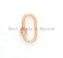 Load image into Gallery viewer, CZ Micro Pave Oval Shape Clasp, Gold/Rose gold/Gunmetal/Silver Plated Clasp, 15x29mm, sku#H144