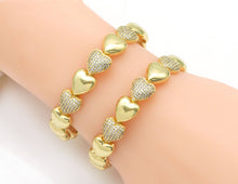 Load image into Gallery viewer, CZ Gold Puffy Heart Bracelet, Sku#LD362