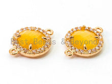 Load image into Gallery viewer, Round Bezel Connector with Faceted Cat's Eye Stone, 12x15mm, sku#A75