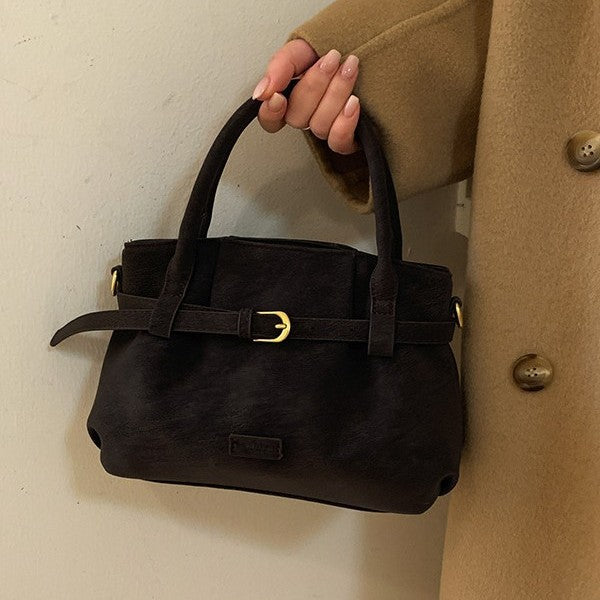 Matte-Finish PU Leather Crossbody Shoulder Bag