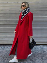 Load image into Gallery viewer, Extra-long Dark Red Wool Coat Womens Outerwear