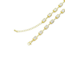 Load image into Gallery viewer, Rectangle CZ Gold Silver Y Shape Chain Necklace, Sku#A350