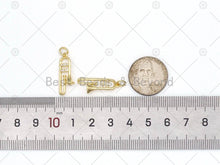 Load image into Gallery viewer, CZ Micro Pave Trumpet Shape Pendant, 18K Gold Filled Musical Instrument Charm, Necklace Bracelet Charm Pendant,9x23mm,Sku#F1441