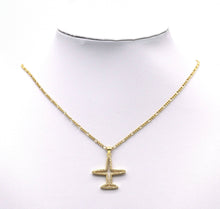 Load image into Gallery viewer, Gold CZ Hollow Out Airplane Charm, Sku#LK690