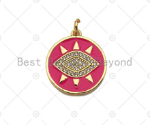 Load image into Gallery viewer, Colorful Enamel PAVE Evil Eye On Round Coin Pendant, SKU#L430C