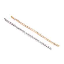 Load image into Gallery viewer, Gold Silver Clear CZ Double Line Pearl Bracelet, Sku#B356