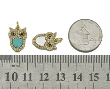 Load image into Gallery viewer, Gold CZ MOP Turquoise Night Owl Charm, Sku#L689