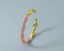 Load image into Gallery viewer, CZ Enamel Oval Link Bangle Bracelet, Sku#X316
