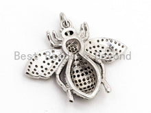 Load image into Gallery viewer, Bumble BEE Charm, CZ Micro Pave Inspired Insect Charm, Cubic Zirconia Pave Pendant,Gold/Rose Gold/Silver/Black, 22x28mm,SKU#F436