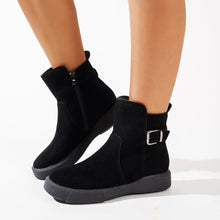 Load image into Gallery viewer, Women's Round Toe Ankle Boots with Side Zipper - Flat Heel Suede Boots