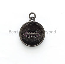 Load image into Gallery viewer, NEW Colorful Oil Dropped Round Charm with  Fuchsia Lip, Enamel Gunmetal Pendant Charms, Enamel Oil Drop CZ Charm, Lip Charm,17x20mm,sku#F563