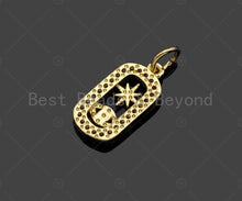 Load image into Gallery viewer, CZ Micro Pave Evil Eye North Star On Oval  Shape Pendant/Charm,Cubic Zirconia Charm, Necklace Bracelet Charm Pendant,8x15mm, Sku#LK237