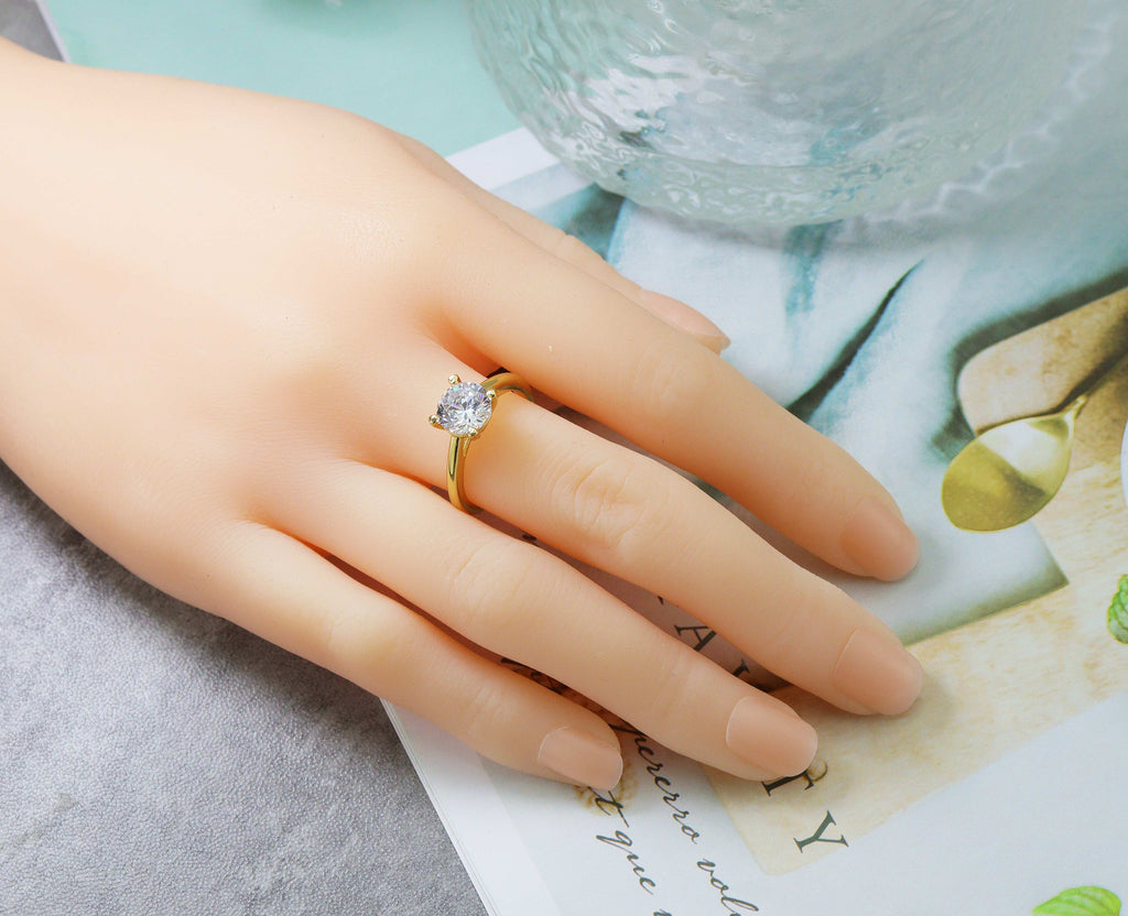 Gold Silver Round CZ  Adjustable Ring, Sku#B148