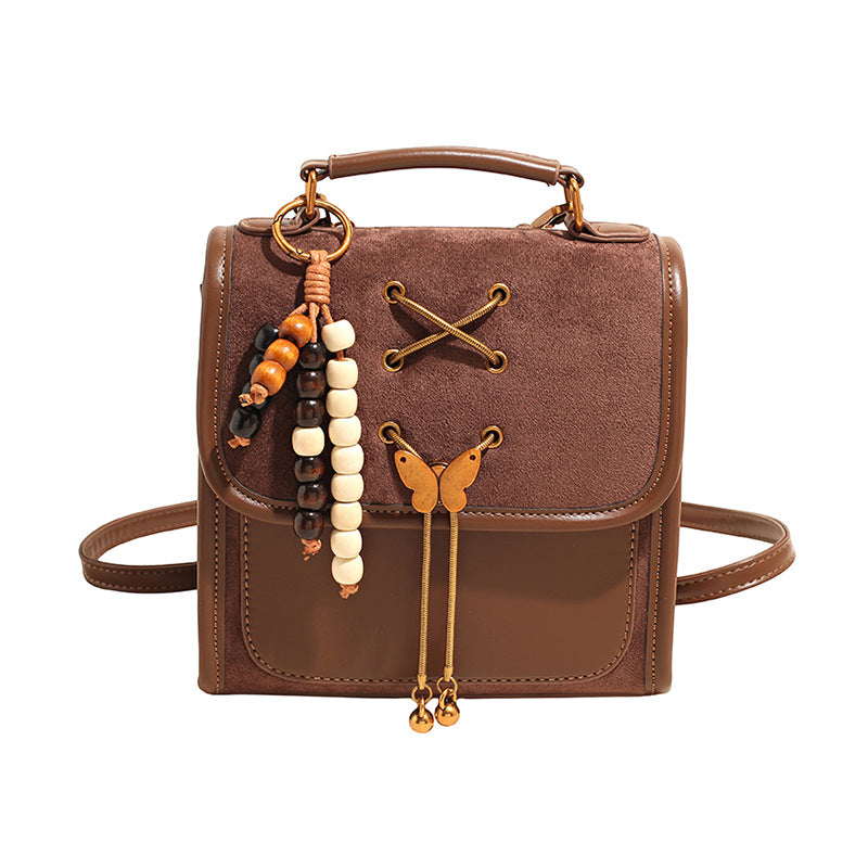 Textured PU Leather Crossbody Backpack – Commuter & Student Bag | Black, Brown, Khaki