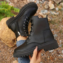 Load image into Gallery viewer, Women's Motorcycle Ankle Boots - Chunky Heel Side Zipper Boots