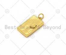Load image into Gallery viewer, Gold Star Moon Sun with Mother of Pearl On Rectangle Shape Pendant,18K Gold Filled MOP Charm,Necklace Bracelet Pendant,13x22mm,Sku#LK396