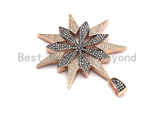 Load image into Gallery viewer, CZ Clear/Black Dual Color Micro Pave North Star Pendant, CZ Pave Pendant,Gold/Rose Gold/Silver/Gunmetal plated, 53x54mm,Sku#F804