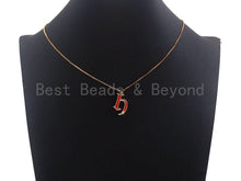 Load image into Gallery viewer, Enamel pave alphabet letter, Alphabet Charms, Initial Alphabet Letters, Custom Naming Pendants, Initial Letter h Pendant, 13x23mm,sku#B120