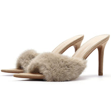 Load image into Gallery viewer, Pointed-Toe High-Heel Plush Slippers