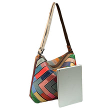 Load image into Gallery viewer, Geometric Grid Leather Patchwork Colorful Shoulder Bag