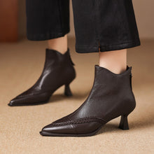 Load image into Gallery viewer, Women's Pointed Toe Stiletto Heels | Fleece-Lined Back Zipper Boots | Sheepskin Upper