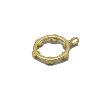 Load image into Gallery viewer, CZ Gold Heart Moon Star Flower On Round Ring Charm, Sku#LK766