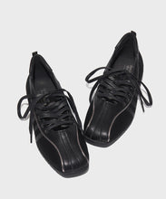 Load image into Gallery viewer, Women's Square Toe Ballet Flats | Crisscross Ankle Strap Low Heel Shoes