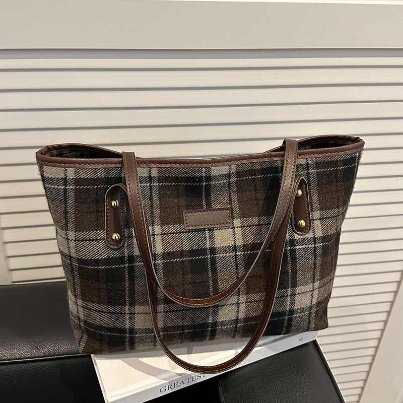 Large Capacity Wool Shoulder Commuter Bag | Women's Everyday Tote with Laptop Compartment