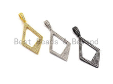 Load image into Gallery viewer, CZ Micro Pave Hollow out Rhombus Shape Pendant, Rhombus Frame Shape Pendant Charm, Earrings Necklace Bracelets Making Charm,20x45mm, sku #X3