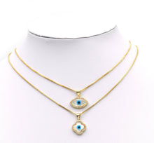 Load image into Gallery viewer, CZ Evil Eye Clover Flower MOP Pendant, Sku#L652