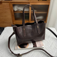 Load image into Gallery viewer, Women's Vintage Soft PU Leather Shoulder Bag | Everyday Commuter Handbag | Coffee &amp; Brown