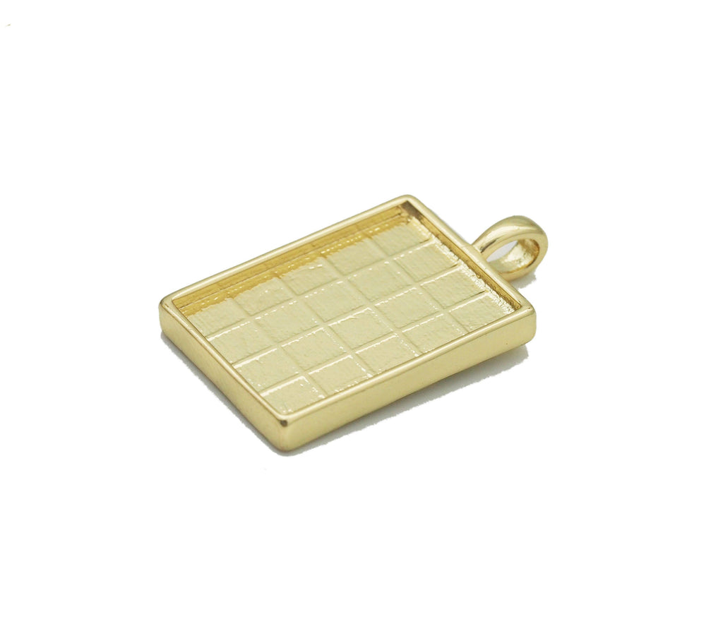 Enamel Checkboard Rectangle Pendant, Sku#F1517