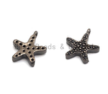 Load image into Gallery viewer, Micro Pave Black CZ Pave On Black Starfish Charm Beads, Starfish Charm, Black color beads, 9x10mm, sku#B100