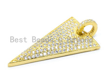 Load image into Gallery viewer, CZ Micro Pave Triangular Pendant with Diamond Bail, Triangle Cubic Zirconia Pendant,18x34mm, 1pc, sku#F110