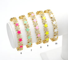 Load image into Gallery viewer, CZ Enamel Star Adjustable Bracelet, Sku#X362
